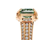 Solitaire Engagement Ring Setting for Fancy Green Princess Cut Center with Accented Split Shank and Prong Head in Rose Gold