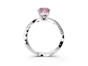 Side Accent Engagement Ring Setting for Fancy Pink Cushion Cut Center with Accent Shoulders and Prong Head in Platinum