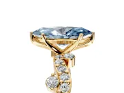 Solitaire Engagement Ring Setting for Fancy Blue Marquise Center with Bar-Station Pave Twist and Prong Head in Yellow Gold