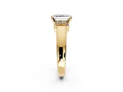 Solitaire Engagement Ring Setting for Asscher Cut Center with Wide Band, Pave Collar and Prong Head in Yellow Gold
