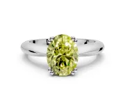 Solitaire Engagement Ring Setting for Fancy Yellow Oval Center with Reverse Tapered Band and Prong Head in White Gold