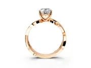 Solitaire Engagement Ring Setting for Oval Center with Pave and Plain Crossover Band and Prong Head in Rose Gold