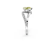 Solitaire Engagement Ring Setting for Fancy Yellow Pear-Shaped Center with Pave Bypass Swirl Band and Prong Head in White Gold