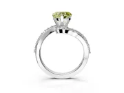 Solitaire Engagement Ring Setting for Fancy Yellow Heart-Shaped Center with Pave Bypass Swirl Band and Prong Head in Sterling Silver