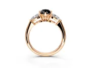 3 Stone Engagement Ring Setting for Fancy Black Marquise Center with Large Pear-Shaped Accents and Prong Head in Rose Gold