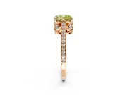 Cathedral Engagement Ring Setting for Fancy Yellow Cushion Cut Center with Antique-Style Pave Band and Prong Head in Rose Gold