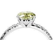 Solitaire Engagement Ring Setting for Fancy Yellow Oval Center with Large Accents and Prong Head in Sterling Silver