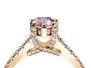 Solitaire Engagement Ring Setting for Fancy Pink Pear-Shaped Center with Widening Pave Band and Claw Prong Head in Rose Gold