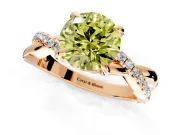 Solitaire Engagement Ring Setting for Fancy Yellow Round Cut Center with Half-Pave Crossover Band and Prong Head in Rose Gold