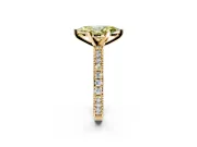 Solitaire Engagement Ring Setting for Fancy Yellow Marquise Center with Milgrain-Edged Pave Band and Prong Head in Yellow Gold