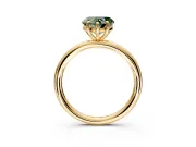 Low-Set Solitaire Engagement Ring Setting for Fancy Green Heart-Shaped Center with Thin Plain Band and Prong Head in Yellow Gold