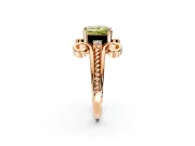 Solitaire Engagement Ring Setting for Fancy Yellow Princess Cut Center with Twisted Band and Scroll Prong Head in Rose Gold
