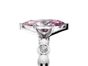 Solitaire Engagement Ring Setting for Fancy Pink Marquise Center with Beaded Bezel Station Band and Prong Head in White Gold