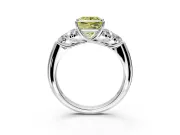 Cluster Engagement Ring Setting for Fancy Yellow Princess Cut Center with Round Cut Accent Frame and Prong Head in Platinum