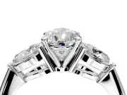 3 Stone Engagement Ring Setting for Pear-Shaped Center with Large Pear-Shaped Accents and Prong Head in Platinum