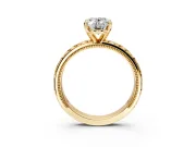 Solitaire Engagement Ring Setting for Oval Center with XO Engraved Band and Prong Head in Yellow Gold