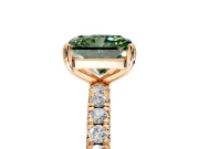 Solitaire Engagement Ring Setting for Fancy Green Radiant Cut Center with Shared-Prong Accents and Prong Head in Rose Gold