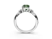 Solitaire Engagement Ring Setting for Fancy Green Cushion Cut Center with Grooved Bar Accent Band and Prong Head in Platinum