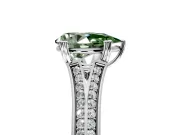 Solitaire Engagement Ring Setting for Fancy Green Pear-Shaped Center with Pave Rail Split Shank and Prong Head in White Gold
