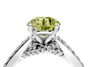 Solitaire Engagement Ring Setting for Fancy Yellow Round Cut Center with Crossover Accents and Prong Head in Sterling Silver