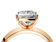 Solitaire Engagement Ring Setting for Princess Cut Center with Wide Knife Ridge Band and Prong Head in Rose Gold