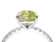 Solitaire Engagement Ring Setting for Fancy Yellow Cushion Cut Center with Fine Pave Narrow Band and Prong Head in Sterling Silver