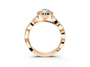 Halo Engagement Ring Setting for Pear-Shaped Center with Pave and Plain Twist Band and Prong Head in Rose Gold