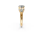 Cluster Engagement Ring Setting for Round Cut Center with Round Cut Accent Frame and Prong Head in Yellow Gold