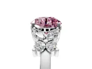 Floral Engagement Ring Setting for Fancy Pink Round Cut Center with Marquise Cluster Shoulders and Prong Head in Platinum