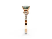 Solitaire Engagement Ring Setting for Fancy Green Princess Cut Center with Crossover Accents and Prong Head in Rose Gold