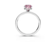 Hidden Halo Engagement Ring Setting for Fancy Pink Cushion Cut Center with Plain Band and Tall Prong Head in Platinum