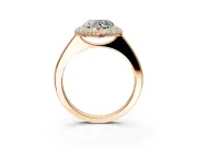 Halo Engagement Ring Setting for Heart-Shaped Center with Plain Tapered Band and Prong Head in Rose Gold