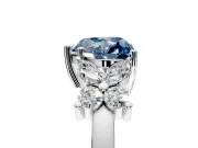 Floral Engagement Ring Setting for Fancy Blue Heart-Shaped Center with Marquise Cluster Shoulders and Prong Head in White Gold