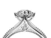 Solitaire Engagement Ring Setting for Round Cut Center with Milgrain Cathedral Band and Prong Head in Sterling Silver