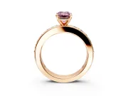 Solitaire Engagement Ring Setting for Fancy Pink Emerald Cut Center with Channel-Set Accents and Prong Head in Rose Gold