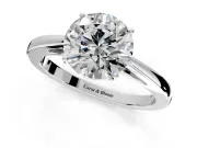 Solitaire Engagement Ring Setting for Round Cut Center with Open Cathedral Shoulders and Prong Head in Sterling Silver