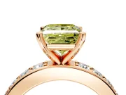 Solitaire Engagement Ring Setting for Fancy Yellow Princess Cut Center with Channel-Set Accents and Prong Head in Rose Gold