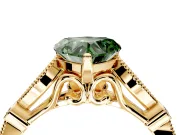 Solitaire Engagement Ring Setting for Fancy Green Heart-Shaped Center with Marquise and Bezel Accents and Prong Head in Yellow Gold