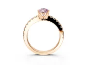 Solitaire Engagement Ring Setting for Fancy Pink Pear-Shaped Center with Single Row Accent Band and Prong Head in Rose Gold