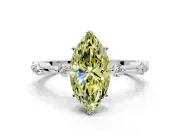 Solitaire Engagement Ring Setting for Fancy Yellow Marquise Center with Bezel Station Band and Prong Head in White Gold