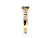 Solitaire Engagement Ring Setting for Fancy Green Princess Cut Center with Cathedral Channel Band and Prong Head in Yellow Gold