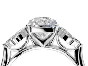 Floral Cluster Engagement Ring Setting for Radiant Cut Center with Marquise Accents and Prong Head in Platinum