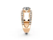 Solitaire Engagement Ring Setting for Round Cut Center with Wide-Open Split Shank and Prong Head in Rose Gold