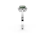 Starburst Halo Engagement Ring Setting for Fancy Green Princess Cut Center with Flat Cathedral Band and Prong Head in Platinum