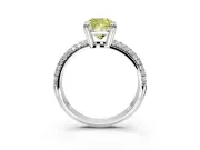 Solitaire Engagement Ring Setting for Fancy Yellow Cushion Cut Center with Multi-Row Pave Accents and Basket Head in Sterling Silver