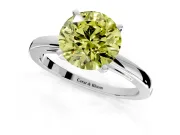 Solitaire Engagement Ring Setting for Fancy Yellow Round Cut Center with Basket Rail and Prong Head in Sterling Silver
