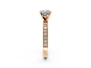 Milgrain Pave Engagement Ring Setting for Cushion Cut Center with Accent Band and Prong Head in Rose Gold