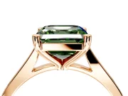 Solitaire Engagement Ring Setting for Fancy Green Asscher Cut Center with Tapered Shoulders and Prong Head in Rose Gold