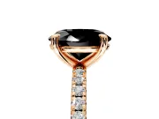 Solitaire Engagement Ring Setting for Fancy Black Oval Center with Fine Pave Narrow Band and Prong Head in Rose Gold