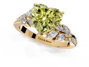 Solitaire Engagement Ring Setting for Fancy Yellow Heart-Shaped Center with Marquise Accent Twist Band and Prong Head in Yellow Gold